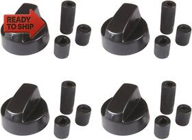 4yourhome 445005010082 4-pack Black Generic Design Control Knob With 12 Adapters