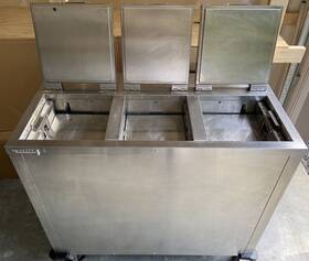 Palph1503 Alliance Products Nsf Commercial Heated Mobile Dish Dispenser / Plate Warmer 3 Column Triple Lid
