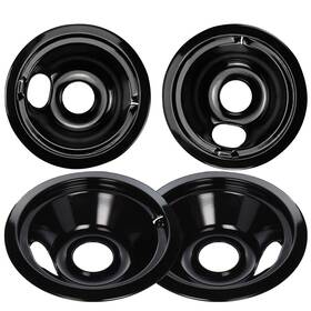 Appliancemates 746939996020 Black Porcelain Burner Drip Pans Set For Ge Hotpoint Electric Range 6 Inch And 8 New