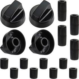 Blutoget 705353279416 4 Pack Black Universal Control Knobs With 12 Adapters - Compatible For