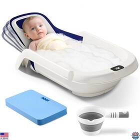 B0f634qxq1 Brand Aimsnk 5-in-1 Reclining Baby Bathtub With Thermometer Adjustable For Newborn To