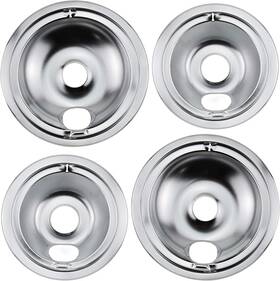 Branded 445007645626 4 Ge Hotpoint Chrome Stove Drip Pans Electric Burner Covers Top Replacement Set
