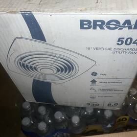 Broan 026715144860 504 330cfm 8.0 Sones Exhaust Vent Fan 10-inch Vertical Discharge
