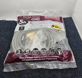 Certified Appliance 086844910521 Appliances 5ft Electric Range Cord 3 Wire 40amp 125/250 Volt