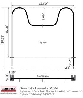 52006 Certified Appliance Accessories Replacement Oven Bake Element For Whirlpool Kenmore Frigidaire And Maytag