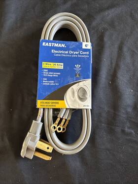 61251 Eastman Eastman. 6 Electrical Dryer Cord 3 Wire/ 30 Amp #61251