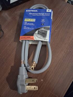 61256 Eastman 3-prong Electric Range Cord 40 Amps 250v 4 Ft Length Grey -new