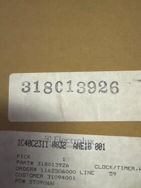 318013926 Electrolux Genuine Oem Range Oven Electronic Clock Timer