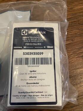 5303935059 Electrolux Genuine Oem Frigidaire Oven Range Ignitor Kit