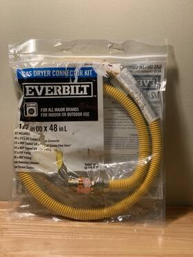 Everbilt 445003893830 Gas Range Connector Kit 4 Ft With Excess Flow Valve Safety Shut Off Fittings