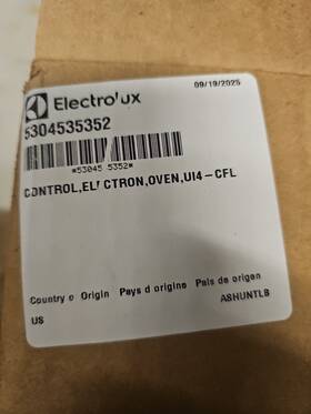 5304535352 Frigidaire Oem Range Control Board Part #
