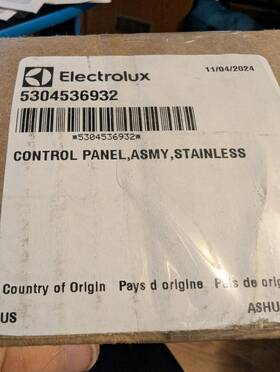 5304536932 Frigidaire Electric Control Panel- Oem