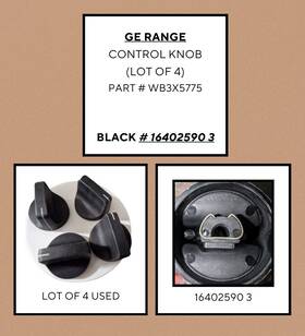 16402590 Ge Range Replacement Control Knobs Lot Of 4 Black #16402590