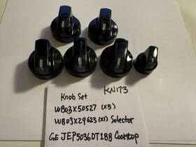 Jep5036dt1bb Ge Wb03x50527 Control Knob Set X5 Wb03x29623 X1 Cooktop Kn173