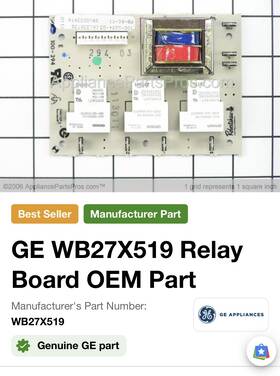 Wb27x519 Ge Oven Relay Board Appliance Oem In Box Reg 259