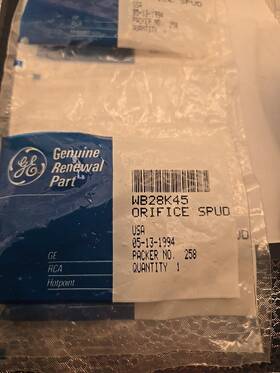 Wb28k45 Ge Range Oven Lp Spud Orifice 9c1