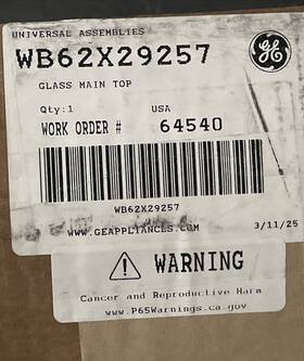 Wb62x29257 Ge Genuine Brand New Oem Maintop Glass