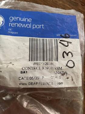 We01x20380 Ge Wh01x10650 Replacement Part Knob Asm Grey