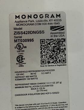 Ziss420dngss Ge Genuine Refrigerator Led Transformer # Wr62x26946