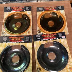 Bt16 Harbortown Lot Of 4 Range Drip Pan Large Starcon Coated Non-stick New Black