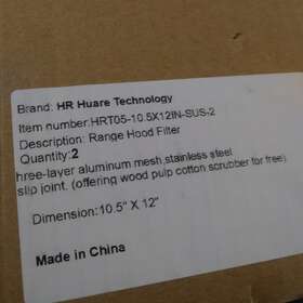 Hrt05 Hr Huare Tech Sus-2 Range Hood Filter 10.5 12 Inch 3 Layer Aluminium Stainless Steel