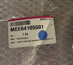 Mee64105501 Lg Heater Radiation Oem