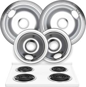 Sdp01 Lindas Essentials Electric Stove Drip Pans Set Of 4 2 X 6-inch And 8-inch Replacement Chrome D