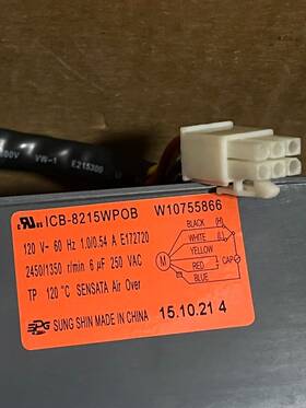 Smv-360ua2-al Maytag W10755866 Icb-8215wpob Whirlpool Microwave Fan Vent Exhaust Blower Motor