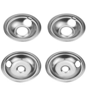 Mekar 479295715625 4 Pack Chrome Reflector Bowls Universal Drip Pan Kits Gas Stove Burner Rings