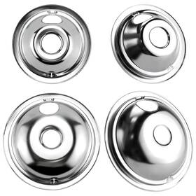 Ge68c Pandeels 4 Pack Chrome 6 Inch 2 X 8 Burner Drip Pan Bowls By - Fit For Ge And Hot-p