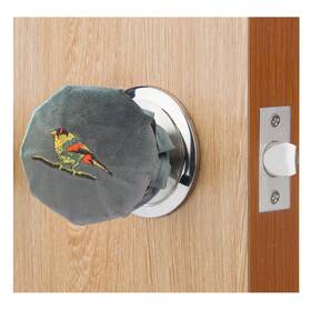 Pansha 714407370967 Door Knob Cover Grey With Bird Embroidered 2 Pcs Soft Velvet Wall Pro