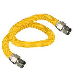 Plumbflex 804595448496 24 Inch Gas Connector With Fittings Yellow Coated 5/8