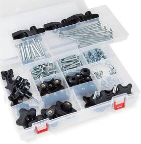 71127 Powertec 128 Piece Set T Track Knob Kit With 5 Star 1/4-20 Threaded Bo
