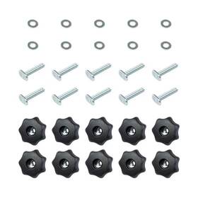 Powertec 744110456752 T-track Knob Kit With 7 Star 1/4 Inch -20 Threaded Knobs Bolts And Washers For Wo