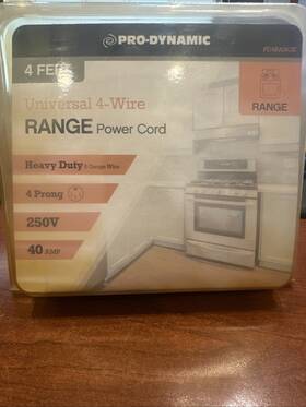 Pd4range Pro-dynamic New - 4 Feet Universal 4-prong Range Power Cord 40 Amp 125/250 Volt