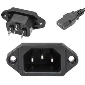 Zy-ej-agig-02 Qteatak 3 Pack Screw Mount Pins Inlet Power Plug Socket Iec320 C14 Ac Black