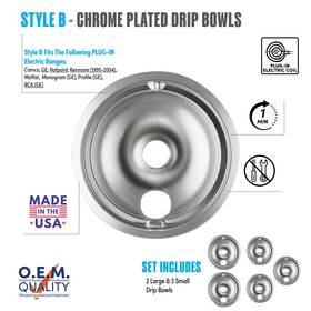 16675x Range Kleen Style B Chrome Plated Drip Bowls 3 Small 6 Inch And 2 Large 8 5 Pack