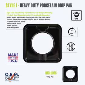 Range Kleen 445050238202 7.75 Inch Gas Square Drip Pan In Black Porcelain