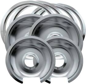 Range Kleen 716080057437 Style D Heavy Duty Drip Pans And Trim Rings Includes 2 Chrome