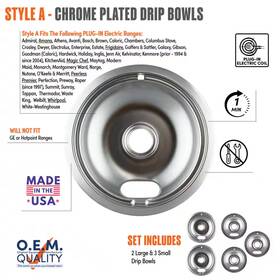 Range Kleen 744110176766 6 Inch 3-small And 8 2-large Drip Bowl Plated 5-pack