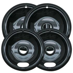 P1012-4x Range Kleen Manufacturing Inc. Drip Bowl Porcelain/black 2 Sm/6 Inch And Lg/8 4 Pk