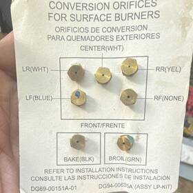 Dg69-00151a-01 Samsung Conversion Orifice Set Brass Gold Lpg Propane Dg94-00635a 6pcs