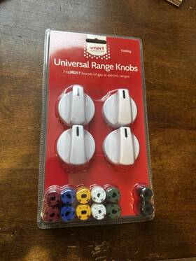 Smart Choice 012505462306 White Universal Range Stove Knobs Fits Most Models Knobkit4w