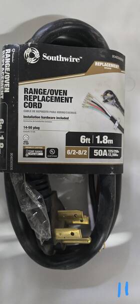9046sw8808 Southwire 6ft 50a Range/oven Replacement Cord Ul Certified With Hardware