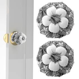 562608 Tiesome 2 Pcs Cotton Door Knob Covers With Floral Protector Cover Wall Protec