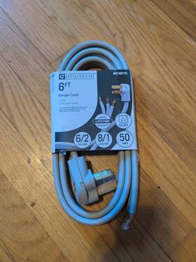 148715 Utilitech 6-ft 3-prong Gray Range Appliance Power Cord #148715 6/2 8/1 Ga 50 Amp