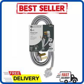 Utr628106 Utilitech 6-foot 50amp 3-prong Replacement Range Oven Appliance Power Cord Gray