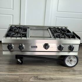 Vgrt3606bss Viking Pro 36 Inch Gas Range Top 4 Burners Griddle - Good Condition