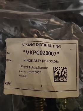 Vkpc020007 Viking Vkpco20007 Meddle By Oven Door Hinge Assembly 10-56