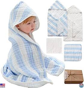 B0c6xbksvy Visit The Hardnok Store 4 Pack Muslin Hooded Baby Towels Soft Cotton Bath For Boys And Girls